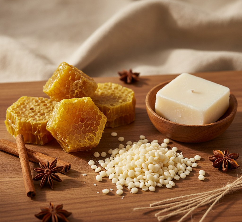 Various types of natural waxes