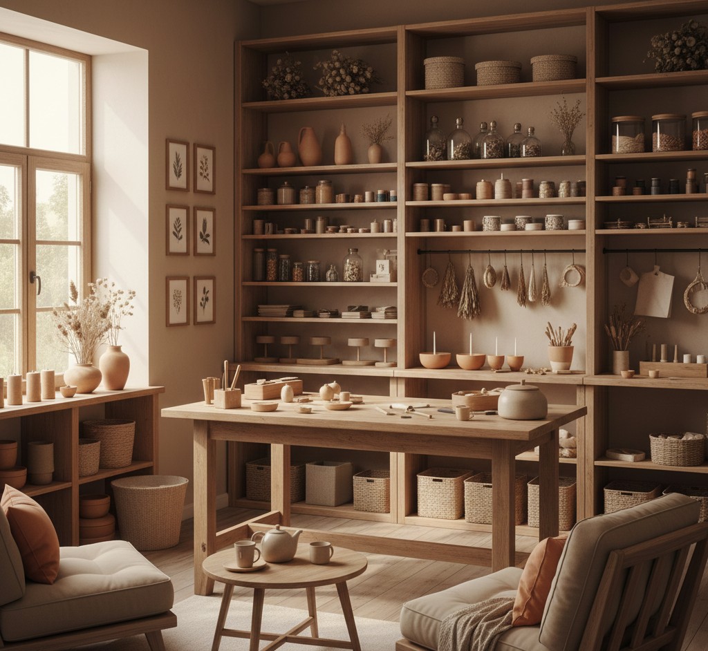 Cozy workshop space with natural lighting